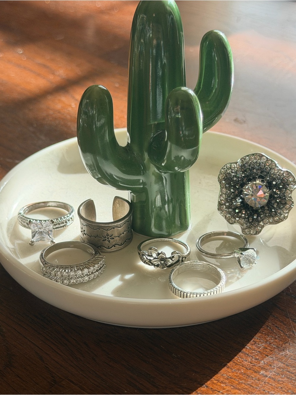Lot of Silver CZ Fashion Jewelry Statement Vintage Cocktail Rings Size 7.5 - 8